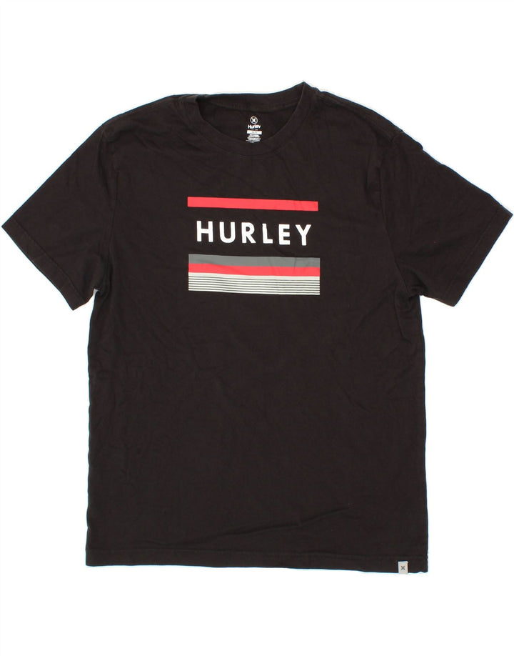HURLEY Mens Graphic T-Shirt Top Medium Black Cotton Vintage Hurley and Second-Hand Hurley from Messina Hembry 