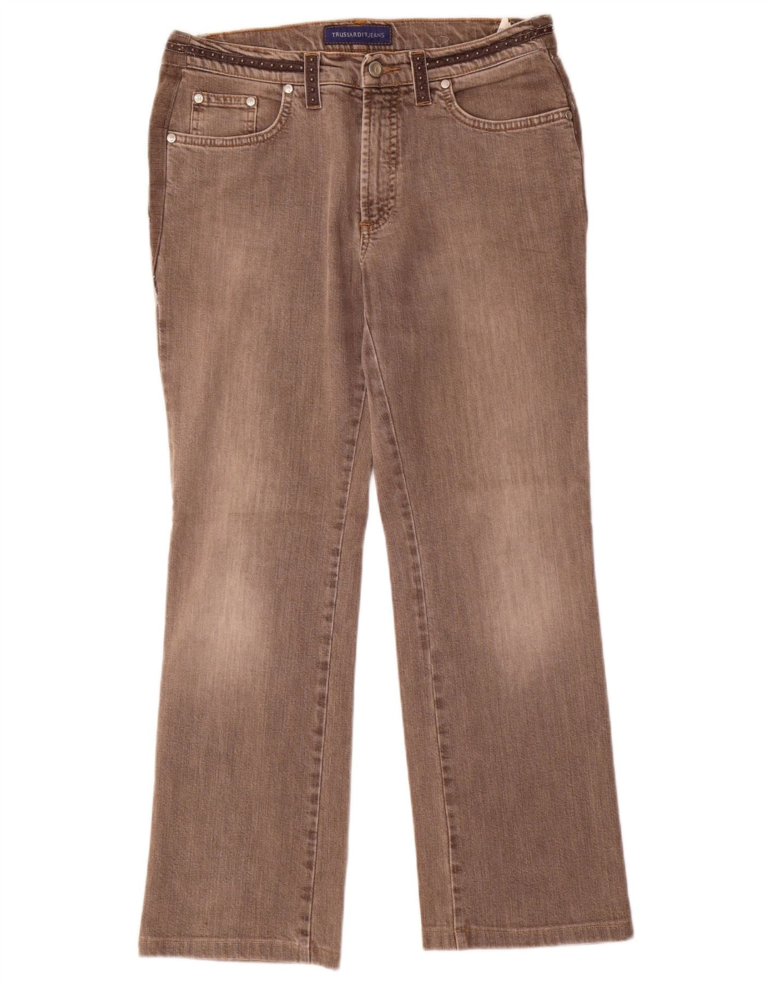 Jeans Dritti Donna TRUSSARDI W28 L28 Cotone Marrone