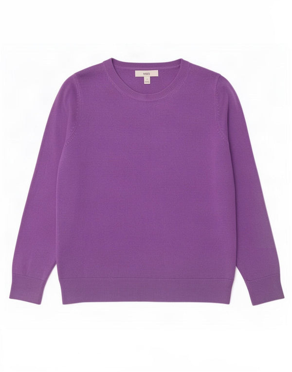 Maglione maglione con scollo a barca da donna Marks & Spencer UK 12 Acrilico viola medio