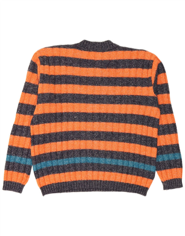 Levi's Uomo Maglione con scollo a V Maglione piccolo in lana di alpaca a righe arancioni