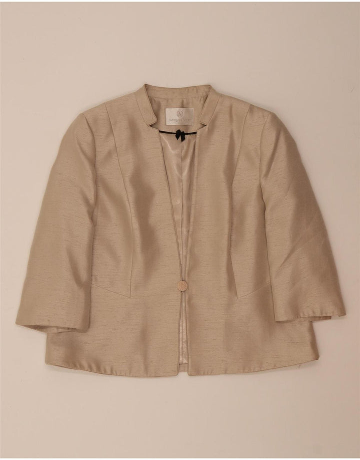 JACQUES VERT Womens 1 Button 3/4 Sleeve Blazer Jacket UK 20 2XL Beige Vintage Jacques Vert and Second-Hand Jacques Vert from Messina Hembry 