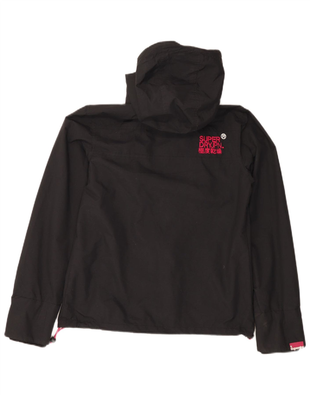 Giacca antipioggia da donna con cappuccio Superdry Windcheater UK 10 Small nylon nero