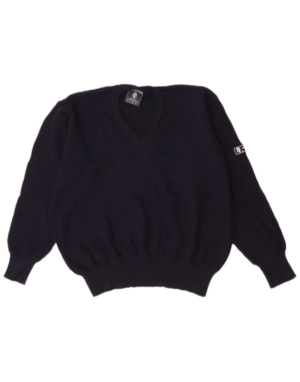 Marina Yachting Maglione da uomo con scollo a V UK 42 Large Blu Navy in lana vergine