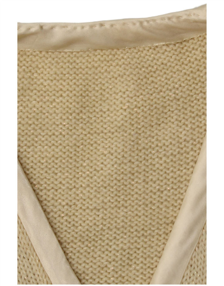 Maglione vintage da donna con scollo a V UK 14 Beige medio