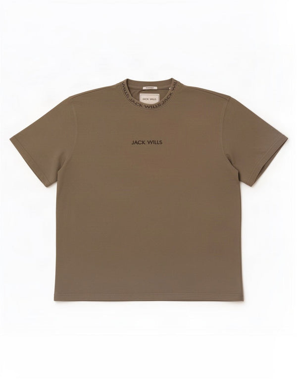 T-shirt grafica da uomo dalla vestibilità rilassata Jack Wills Top grande in cotone kaki