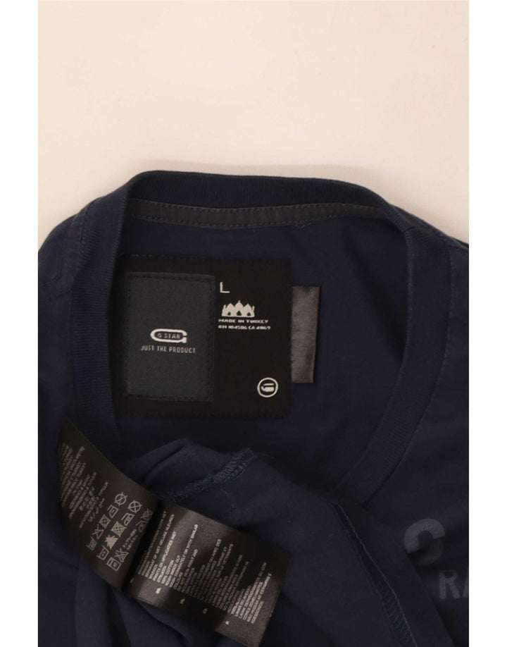 Top grafico da uomo G-Star a maniche lunghe grande in cotone blu navy