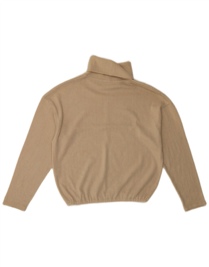 Maglione maglione oversize con collo alto da donna Zara UK 10 piccolo poliestere beige