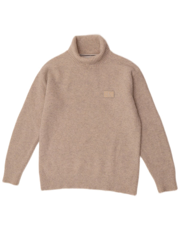 Calvin Klein Jeans Maglione da uomo con collo alto in lana beige medio