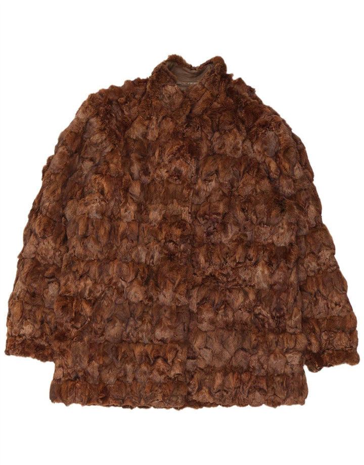 Cappotto in pelle reversibile da donna vintage UK 16 grande in pelle marrone