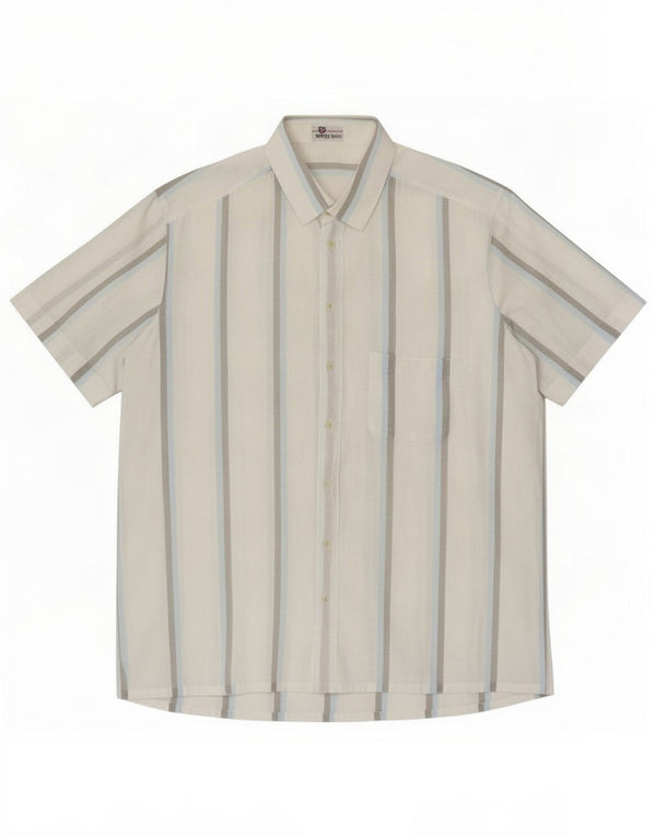 Camicia vintage da uomo a maniche corte taglia 43 17 XL a righe bianche