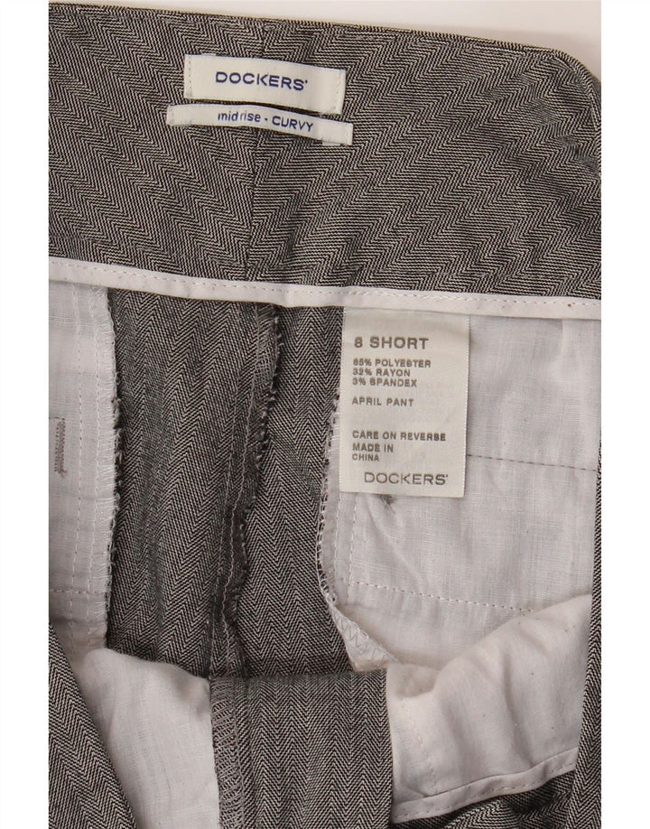 DOCKERS Womens Curvy Mid Rise Casual Trousers US 8 Medium W32 L29 Grey Vintage Dockers and Second-Hand Dockers from Messina Hembry 