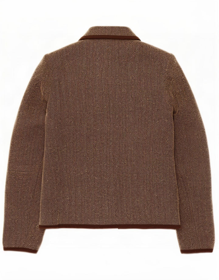 Giacca blazer da donna Marks & Spencer UK 10 piccola spina di pesce marrone
