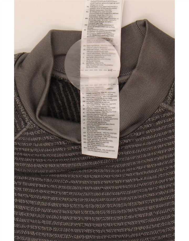Top Adidas da uomo a maniche lunghe in poliestere grigio medio