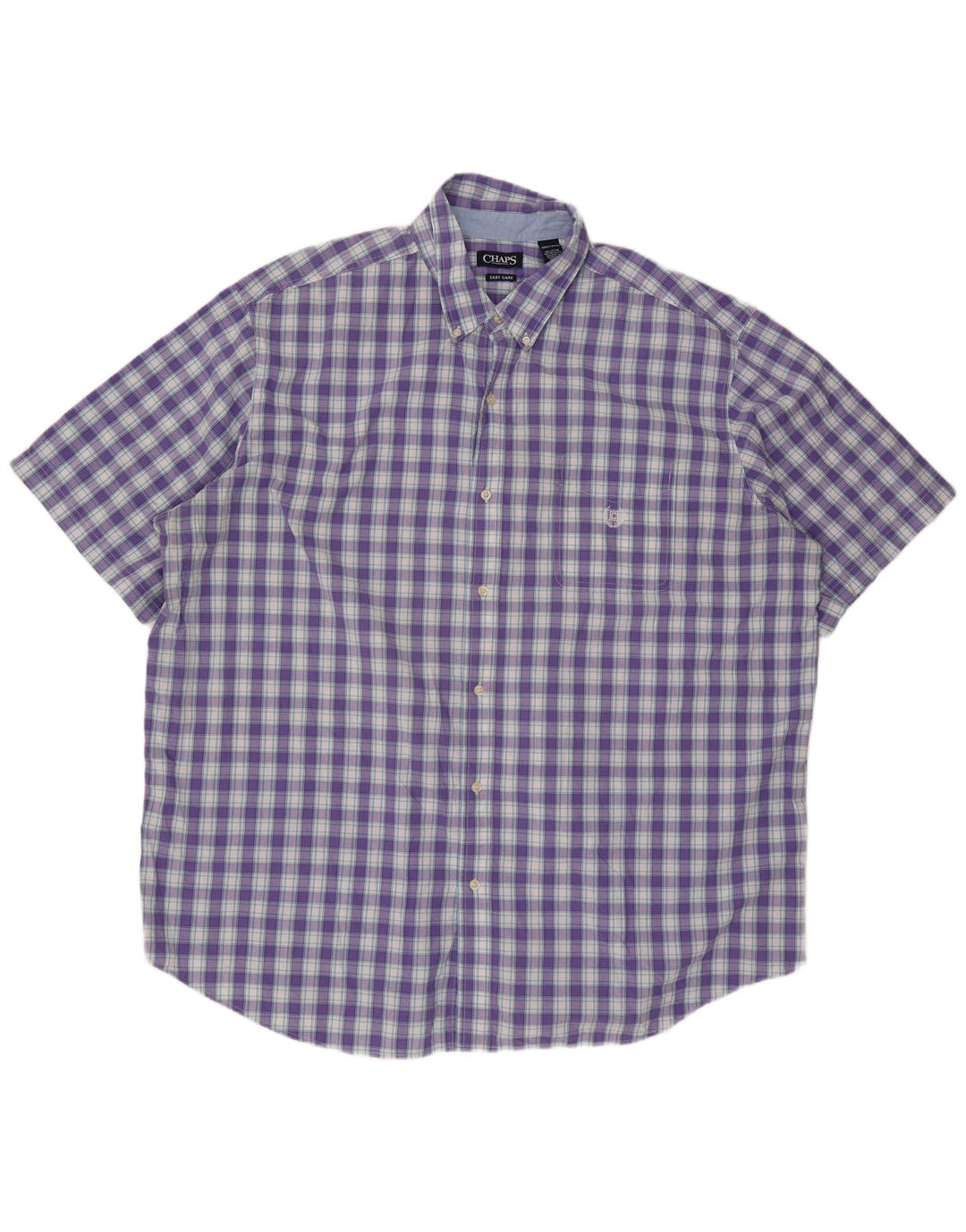 Camicia a maniche corte alta da uomo Chaps 3XL cotone a quadri viola