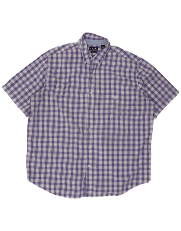 Camicia a maniche corte alta da uomo Chaps 3XL cotone a quadri viola