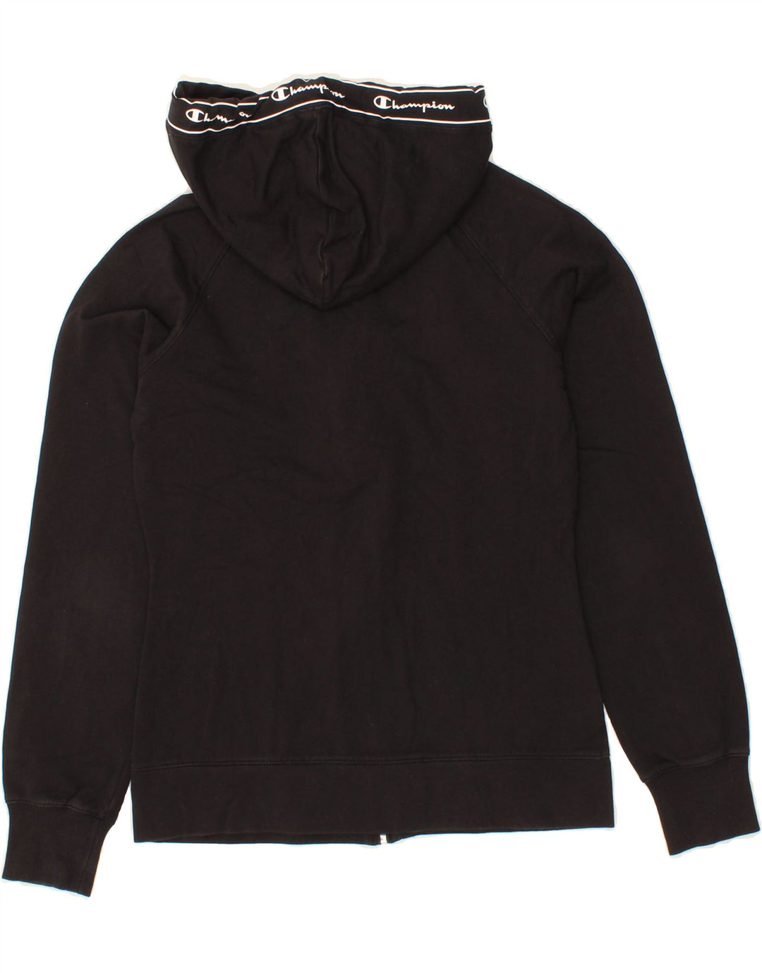 CHAMPION Womens Graphic Zip Hoodie Sweater UK 12 Medium Black Vintage Champion and Second-Hand Champion from Messina Hembry 