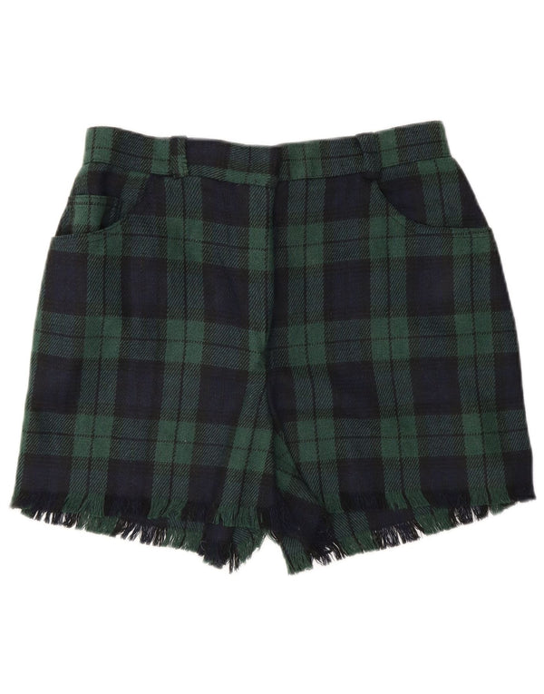 Pantaloncini casual a vita alta da donna Onyx piccoli W27 acrilico a quadri verdi