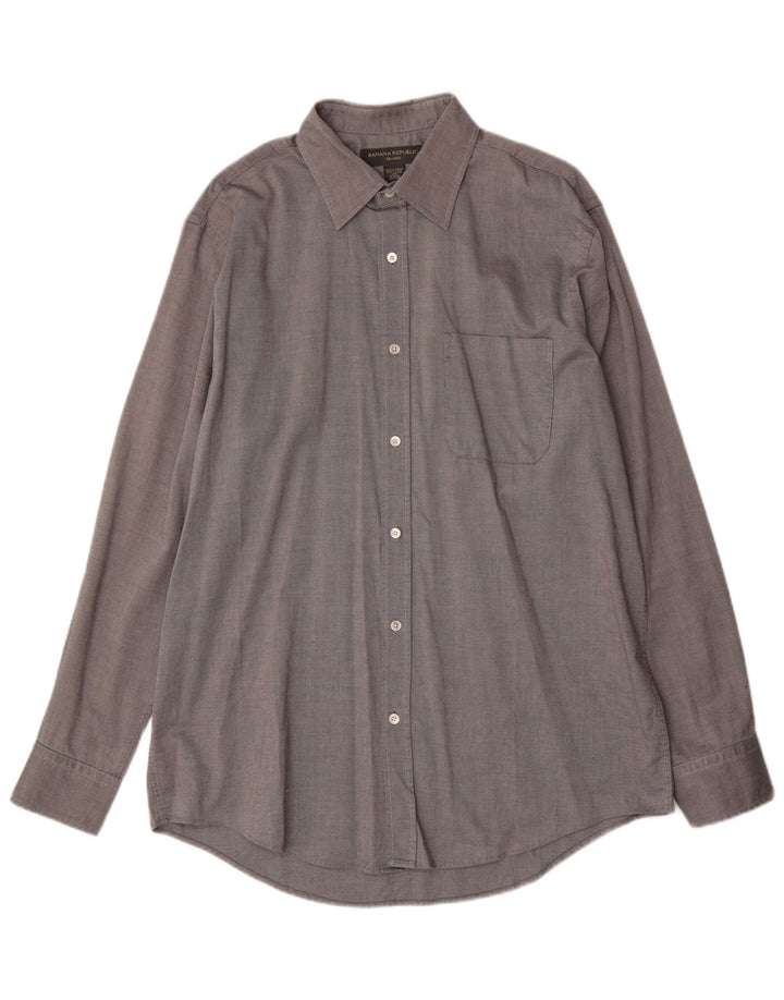 BANANA REPUBLIC Camicia da uomo dalla vestibilità rilassata, grande in cotone grigio