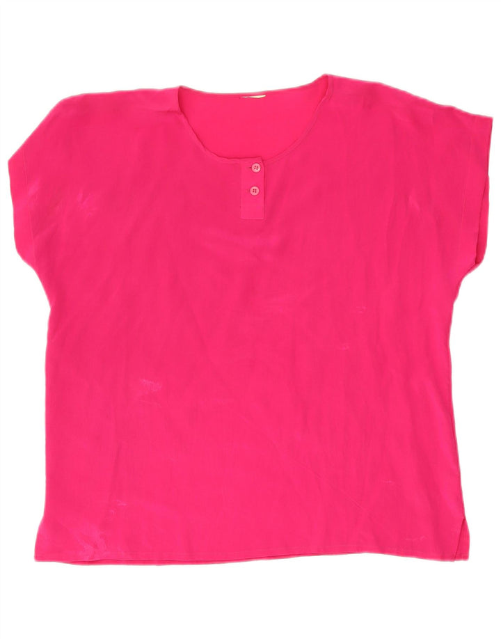 Camicetta vintage da donna Top UK 16 grande seta rosa