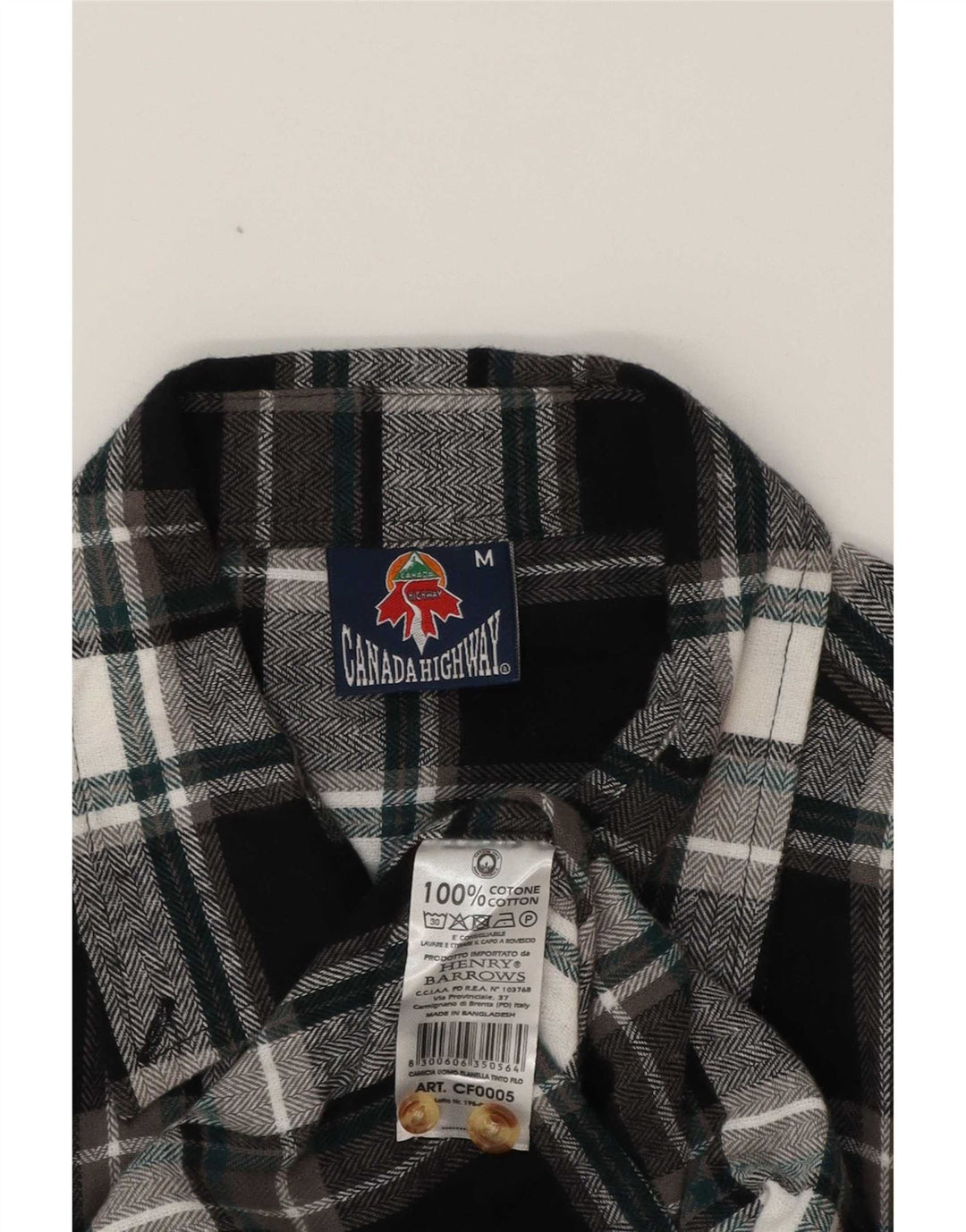 Camicia da uomo vintage in flanella taglia media, a quadri neri in cotone