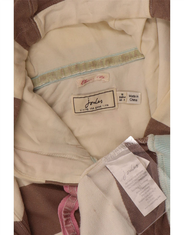 JOULES Felpa con cappuccio da donna vestibilità classica UK 12 Marrone medio a righe