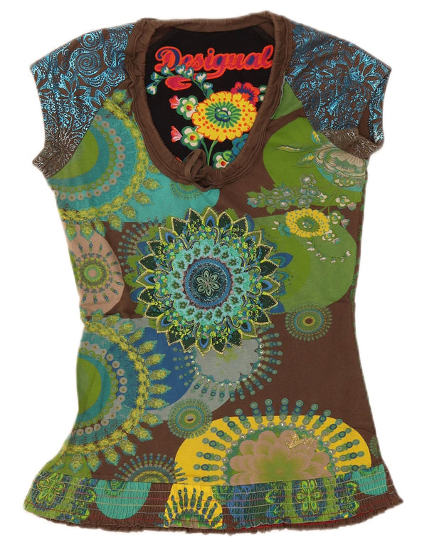 Desigual T-shirt da donna Top UK 10 Small multicolore floreale