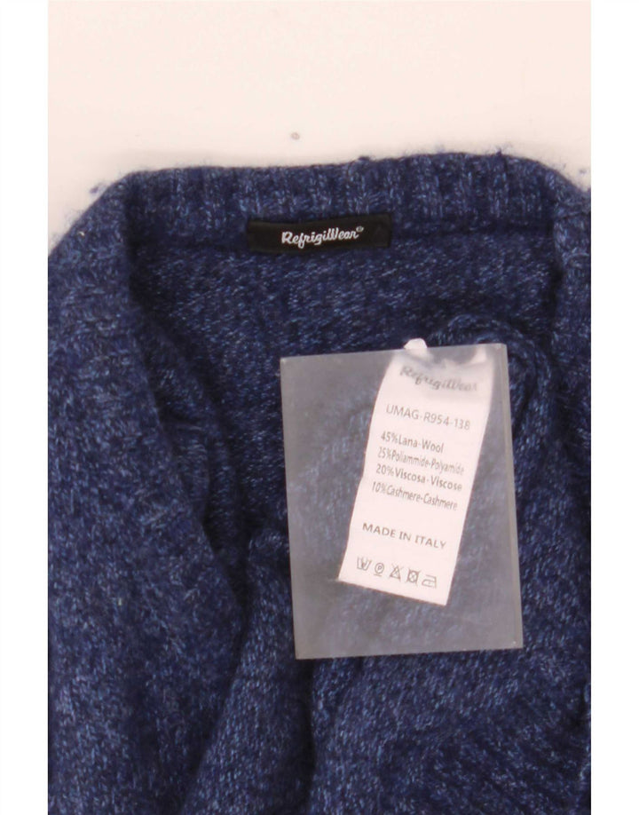 Refrigiwear Maglione girocollo da uomo in lana medio blu navy