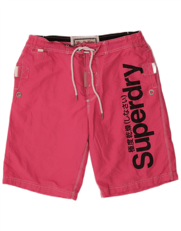 Pantaloncini da bagno grafici da uomo Superdry grandi in poliestere rosa