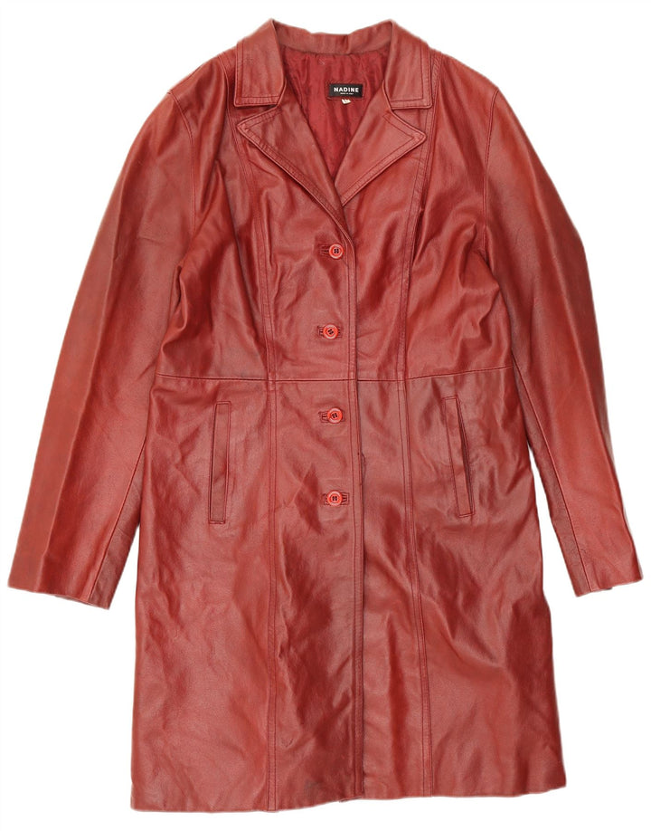 Cappotto in pelle da donna Nadine UK 14 grande pelle rossa