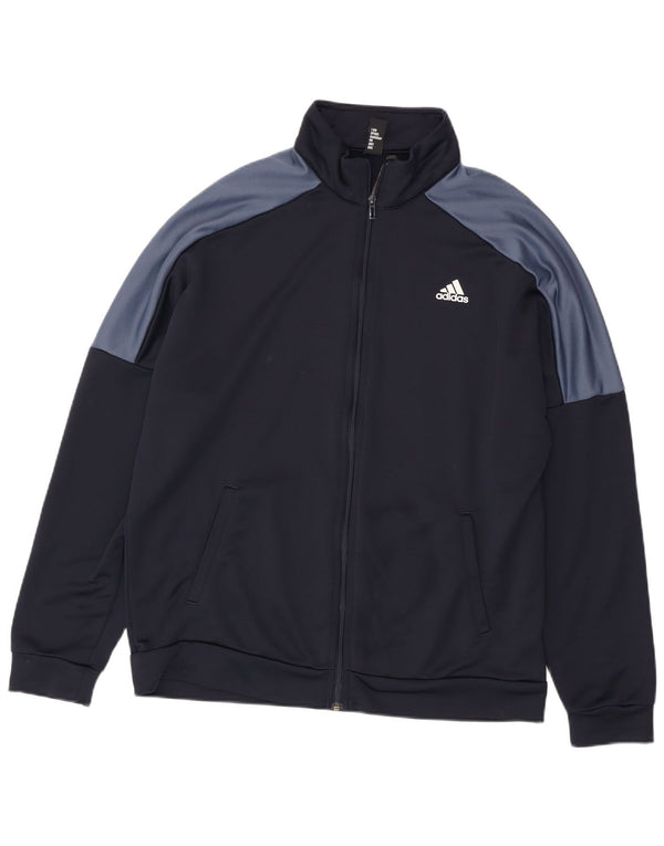 ADIDAS Mens Graphic Tracksuit Top Jacket XL Navy Blue Colourblock