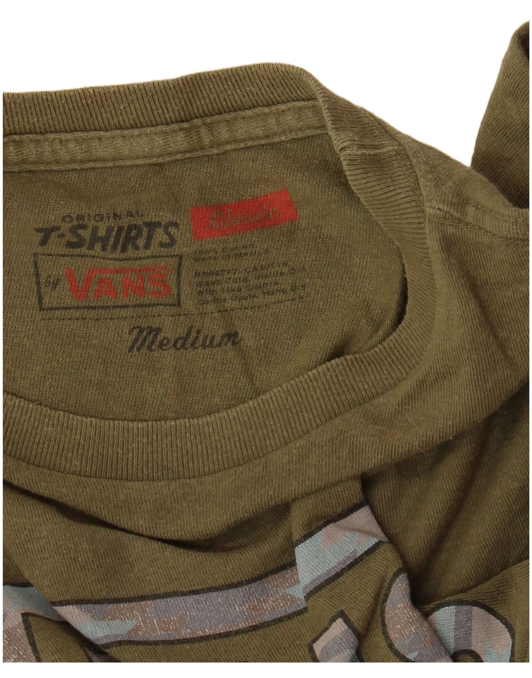 T-shirt grafica classica da uomo VANS, top in cotone kaki medio