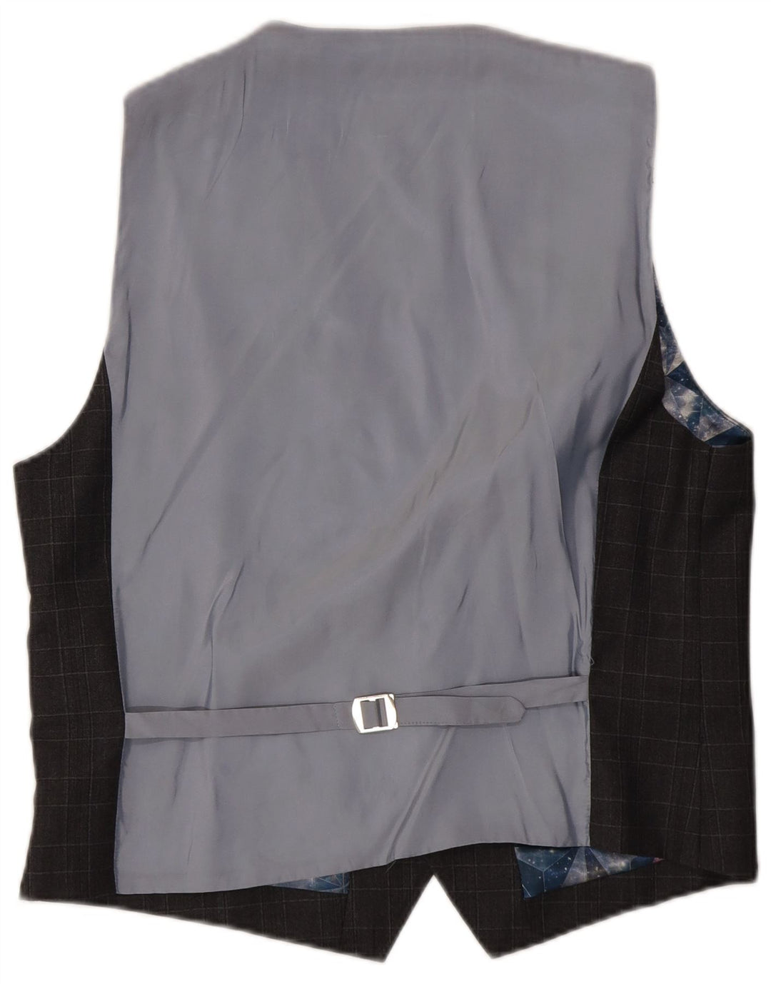 TED BAKER Mens Waistcoat UK 44 2XL Grey Check Wool