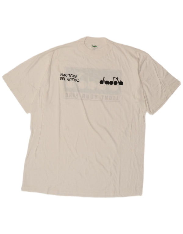 T-shirt grafica da uomo DIADORA Top XL in cotone bianco