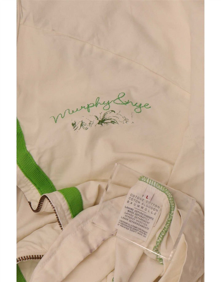 Bomber grafico da donna Murphy & Nye UK 16 grande cotone bianco