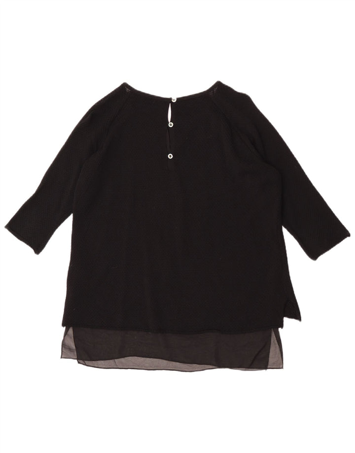 Top Zara da donna con maniche a 3/4 UK 14 Large in viscosa nera