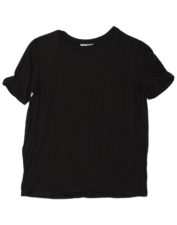 T-shirt corta da donna Zara UK 10 piccola in viscosa nera