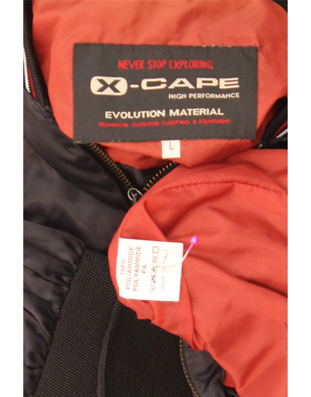 Giubbotto bomber grafico da uomo X-Cape UK 40 Large Nero Poliammide a blocchi di colore