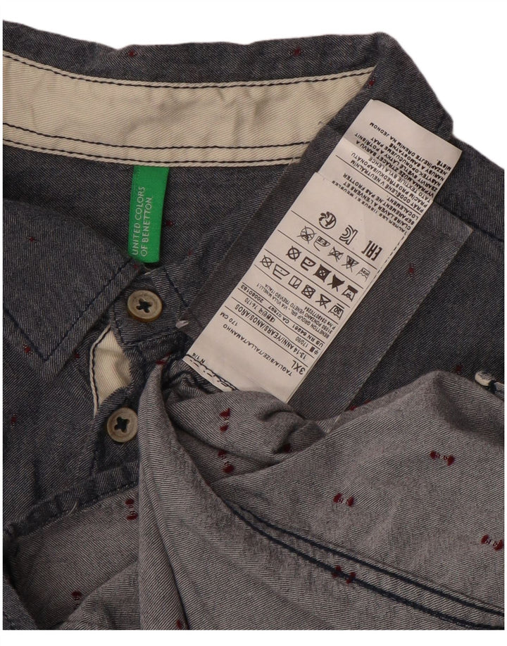 Camicia BENETTON Bambino 13-14 Anni 3XL Cotone Maculato Blu Navy