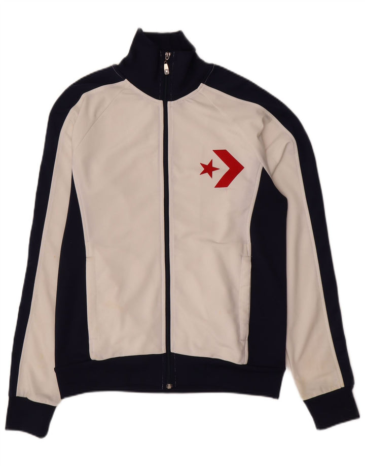 Giacca da ginnastica da uomo con grafica Converse, color block bianco medio