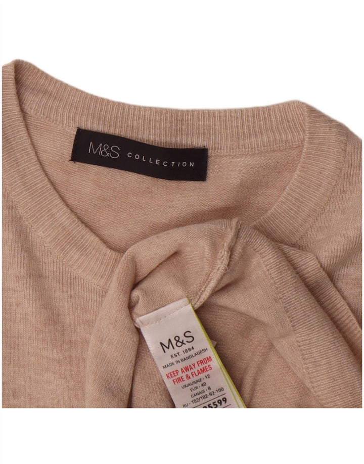 Maglione cardigan corto da donna Marks & Spencer UK 12 rosa medio chiazzato