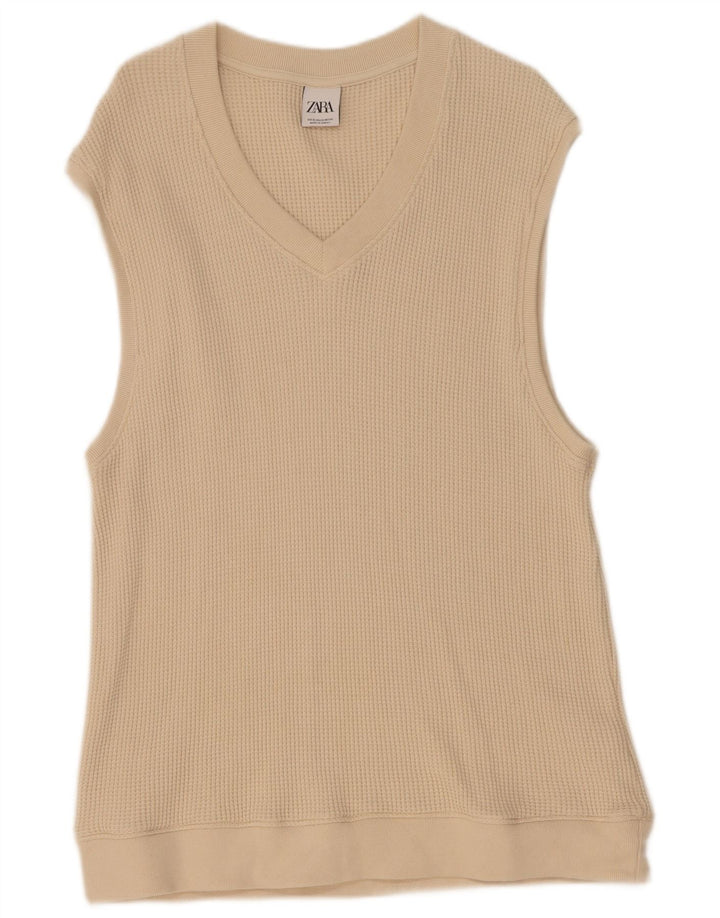 Canottiera da uomo Zara Canotta XL in cotone beige