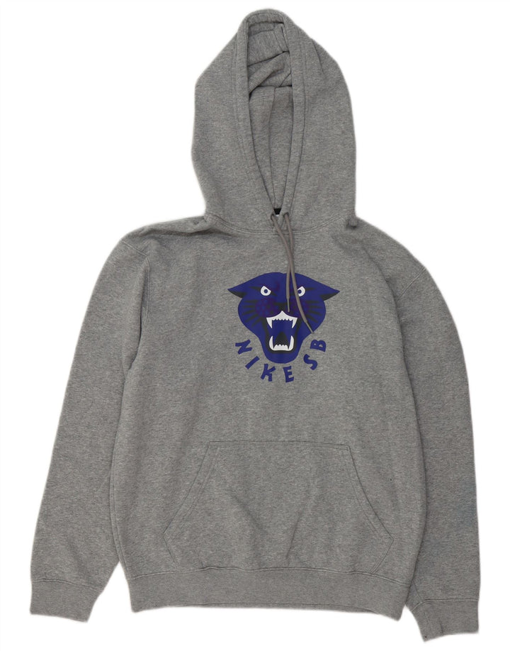 Felpa con cappuccio grafica da uomo NIKE piccola in cotone grigio