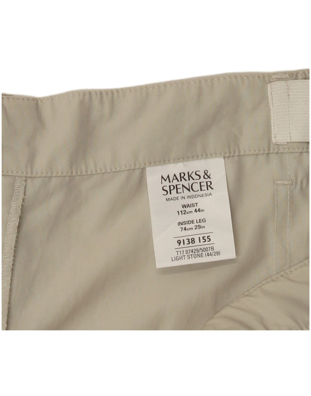 Pantaloni cargo dritti da uomo Marks & Spencer W44 L29 Beige Poliammide