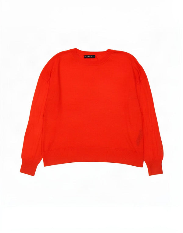Maglione maglione con scollo a barca da donna Zara UK 14 Viscosa rossa media