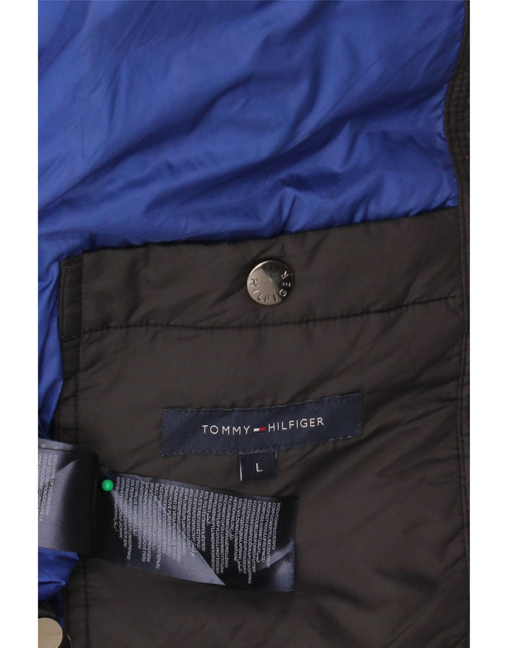 TOMMY HILFIGER Gilet imbottito da uomo UK 40 Large Nero Nylon