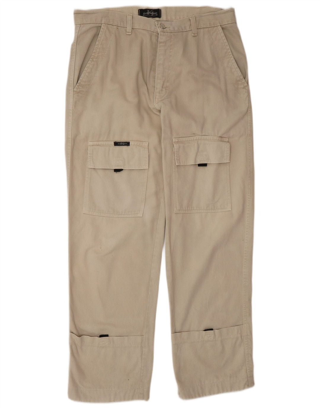 KLIXS Mens Straight Cargo Trousers IT 48 Medium W34 L30 Beige Cotton