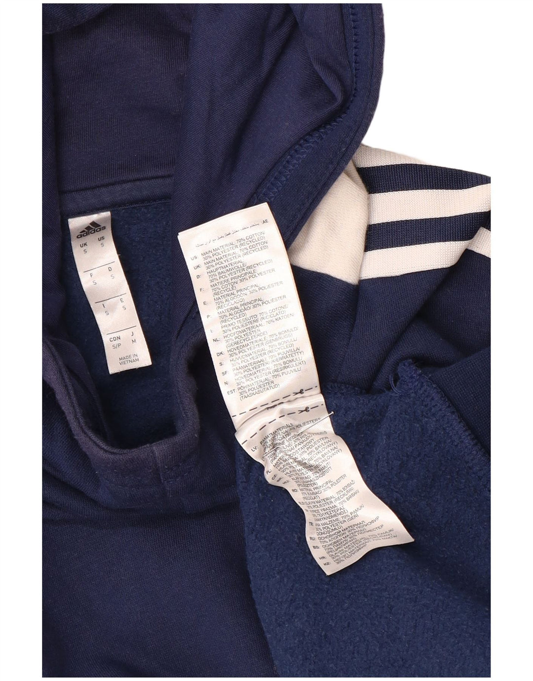 Felpa con cappuccio da uomo Adidas Small in cotone blu navy