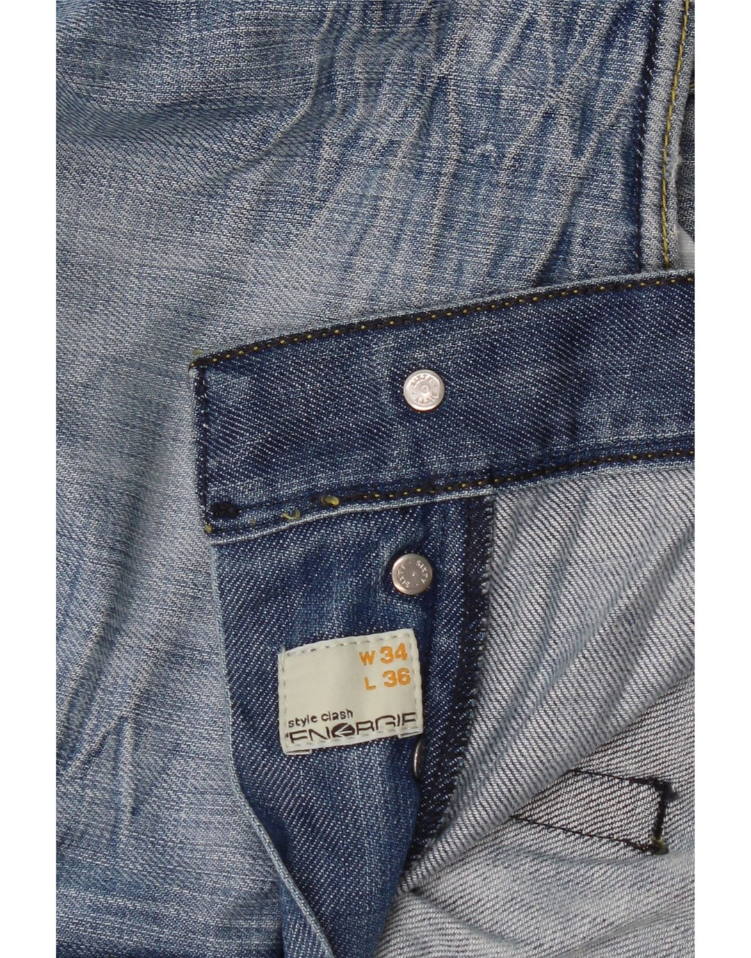 Jeans dritti invecchiati da uomo Energie W34 L36 cotone blu