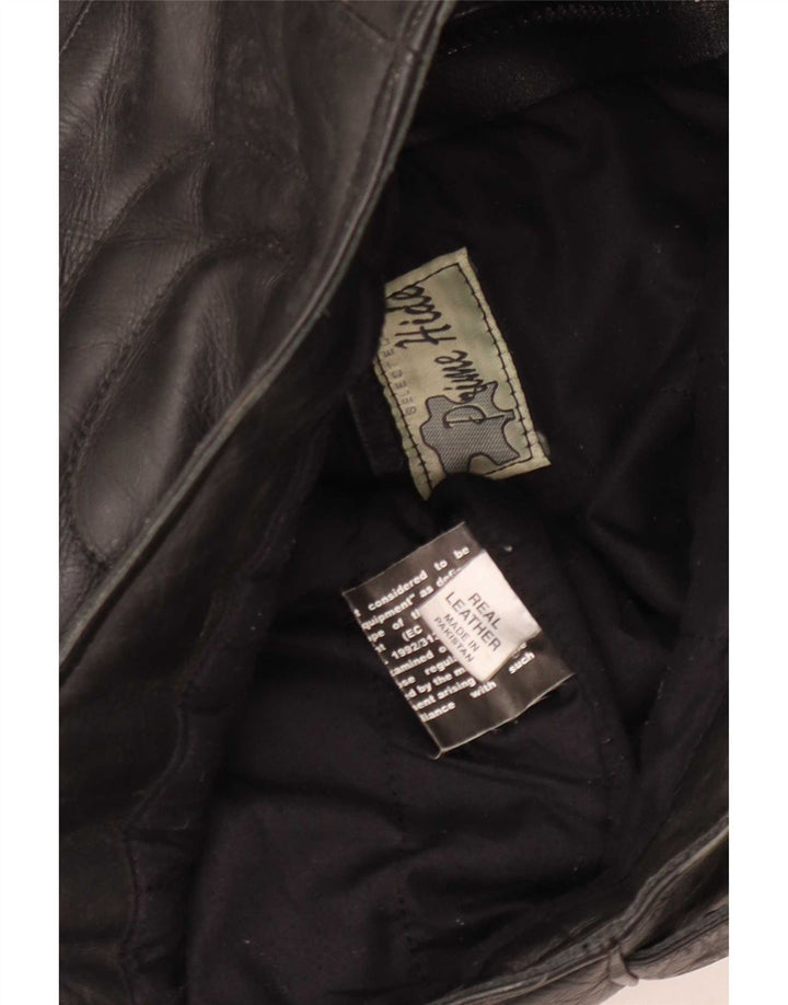 Giacca da pilota in pelle vintage da uomo UK 36 piccola nera