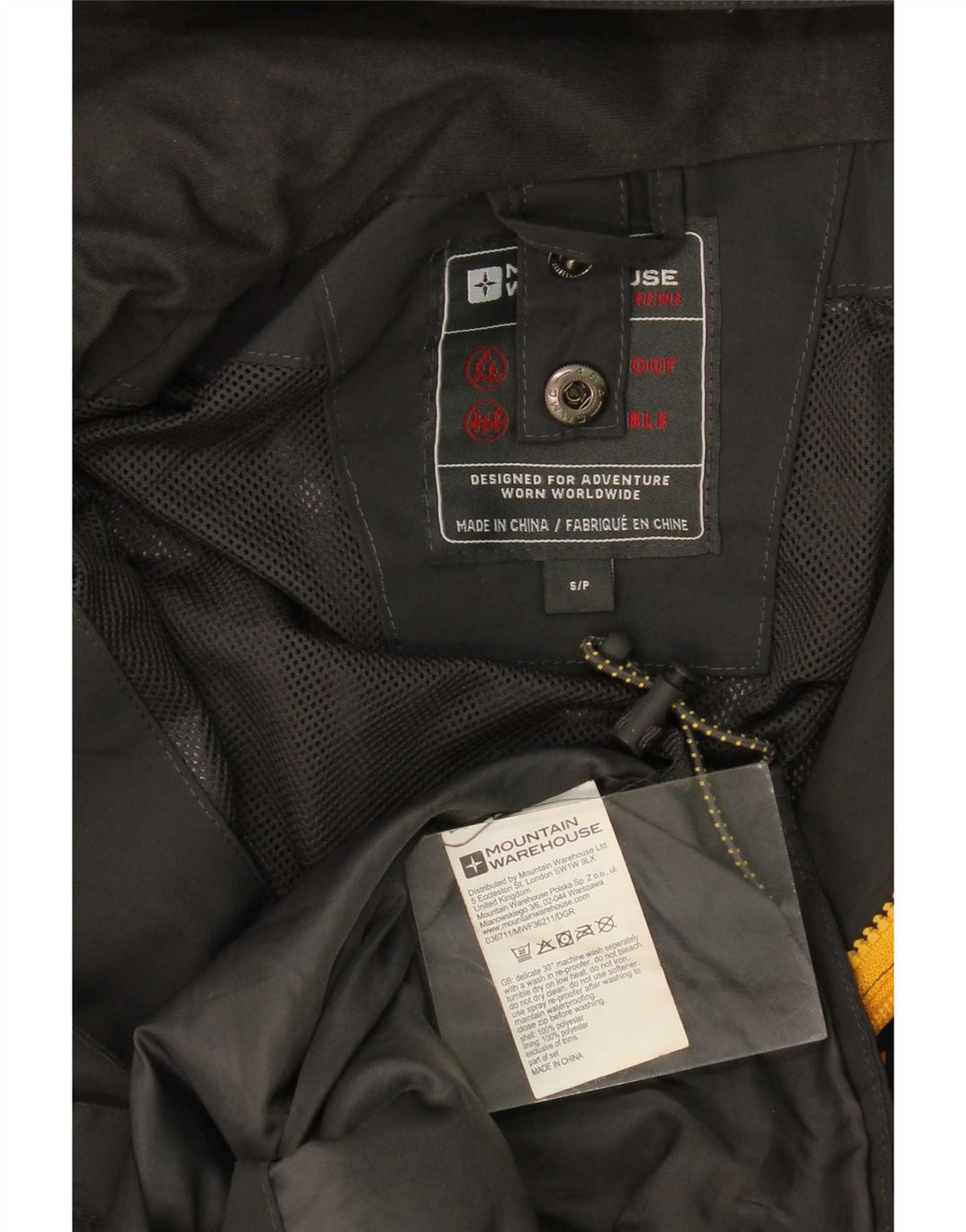 Giacca antipioggia da uomo con cappuccio Mountain Warehouse UK 36 Small Poliestere nero